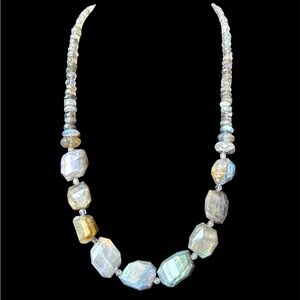 Vintage 14K GF Large Labradorite Gemstone Bead Estate Necklace 51 Grams